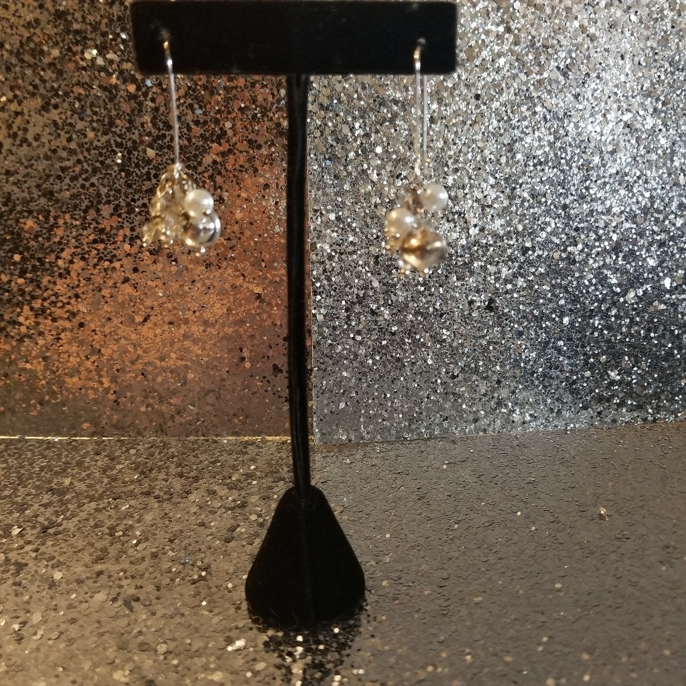 Multi Pearl and Crystal Drop Earrings